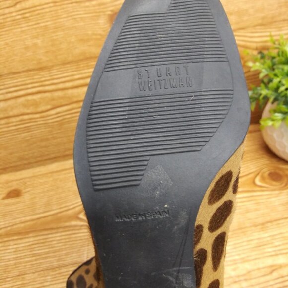 Stuart Weitzman Ponyhair Ankle Boots woman size 6M Brown Animal Print block heel - Picture 11 of 13
